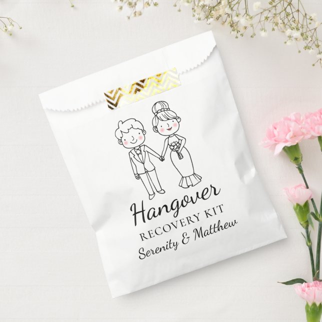 Bolsa De Papel Personalizado Bride Groom Whimsical Boda Hangover  (Sellado)