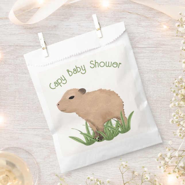 Bolsa De Papel Personalizado Cute Capybara Pun Capy Baby Shower (Cortado)
