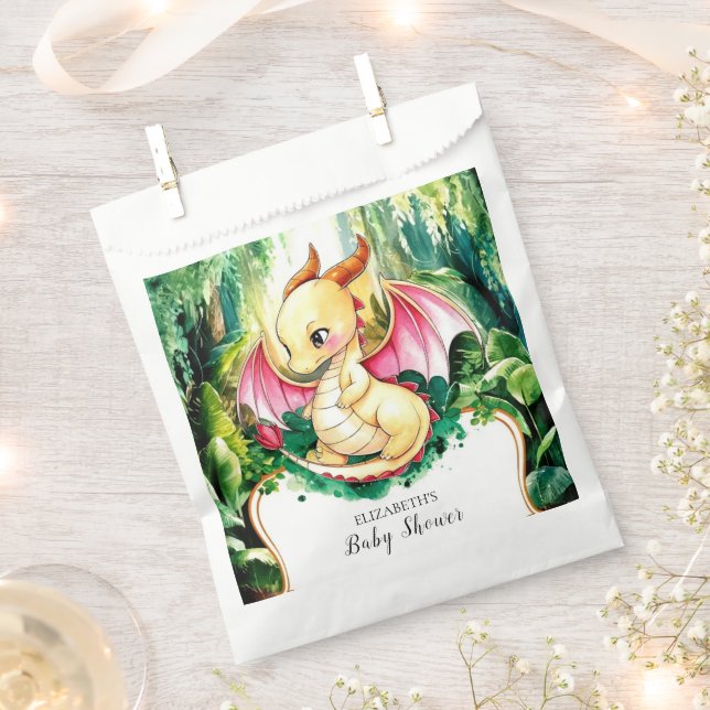 Bolsa De Papel Personalizado Cute Dragon Baby Shower (Cortado)