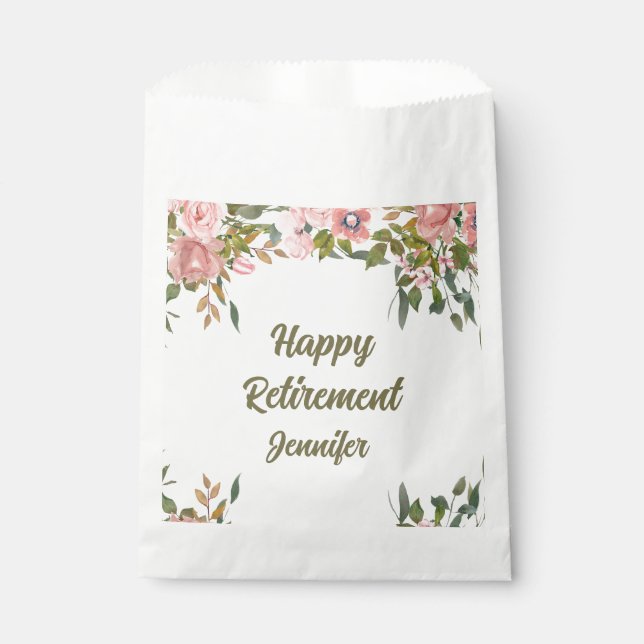 Bolsa De Papel Personalizado Cute Pink Floral Greeneración Feliz  (Anverso)