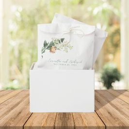 Bolsa De Papel Personalizado de Bodas Elegante Floral de Peach