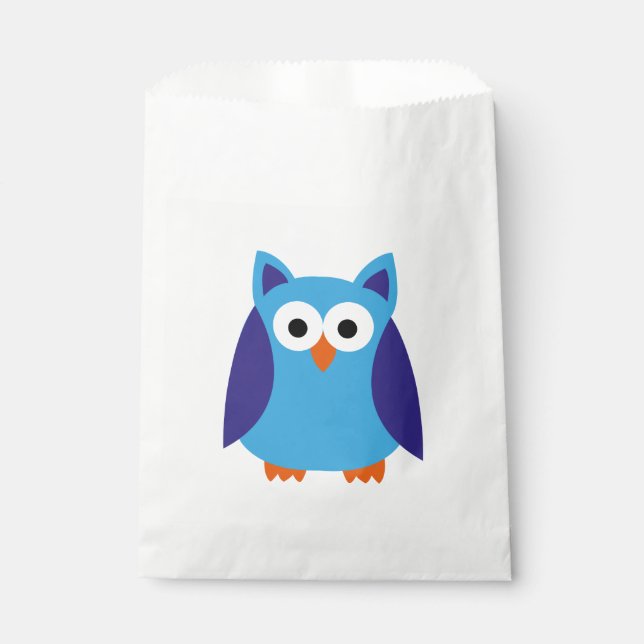 Bolsa De Papel Personalizado de búho azul (Anverso)