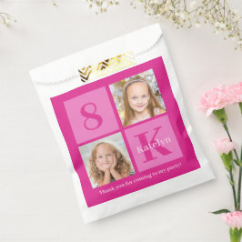 Bolsa De Papel Personalizado de Collage de fotos Rosado Caliente 