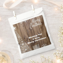 Bolsa De Papel Personalizado de copos de nieve Rushal Wood Merry