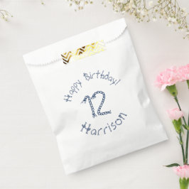 Bolsa De Papel Personalizado de cumpleaños blanco azul de cuerda 