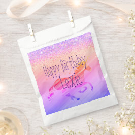 Bolsa De Papel Personalizado de cumpleaños de unicornio rosa Lave