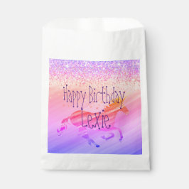Bolsa De Papel Personalizado de cumpleaños de unicornio rosa Lave