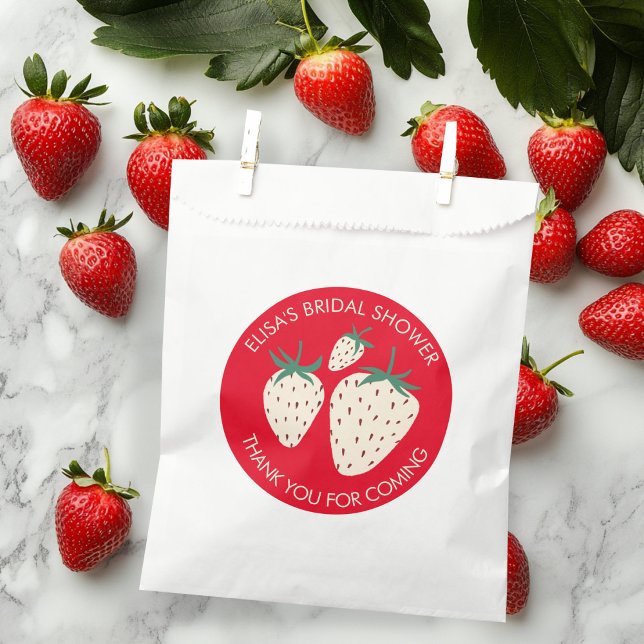 Bolsa De Papel Personalizado de DUCHA BRIDAL Pineberry de fresa b (White Strawberry Pineberry BRIDAL SHOWER Custom Favor Bag
)