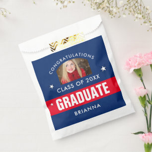 Bolsa De Papel Personalizado de fotografía de graduación azul roj