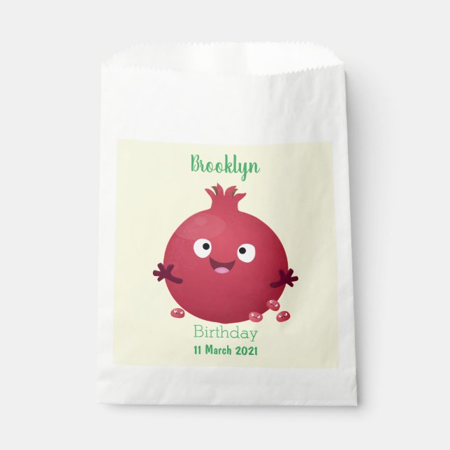 Bolsa De Papel Personalizado de frutas pomegranadas alegres (Anverso)