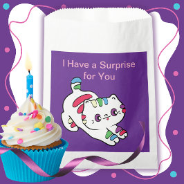 Bolsa De Papel Personalizado de gato lindo arcoiris para niños ar