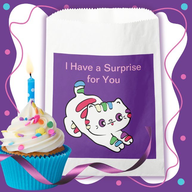 Bolsa De Papel Personalizado de gato lindo arcoiris para niños ar (Subido por el creador)