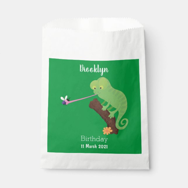 Bolsa De Papel Personalizado de lagarto de camaleón verde lindo (Anverso)