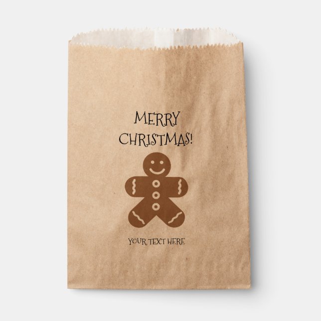 Bolsa De Papel Personalizado de pan de jengibre Navidades partido (Anverso)