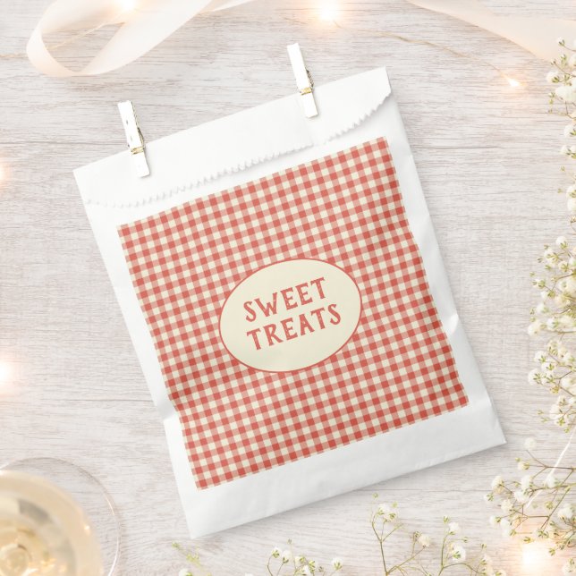 Bolsa De Papel Personalizado de patrón de tablero de cheques rojo (Cortado)