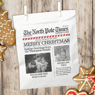 Bolsa De Papel Personalizado de periódico de Navidades fotográfic