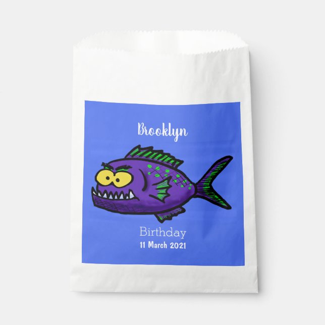 Bolsa De Papel Personalizado de pescado piraña (Anverso)
