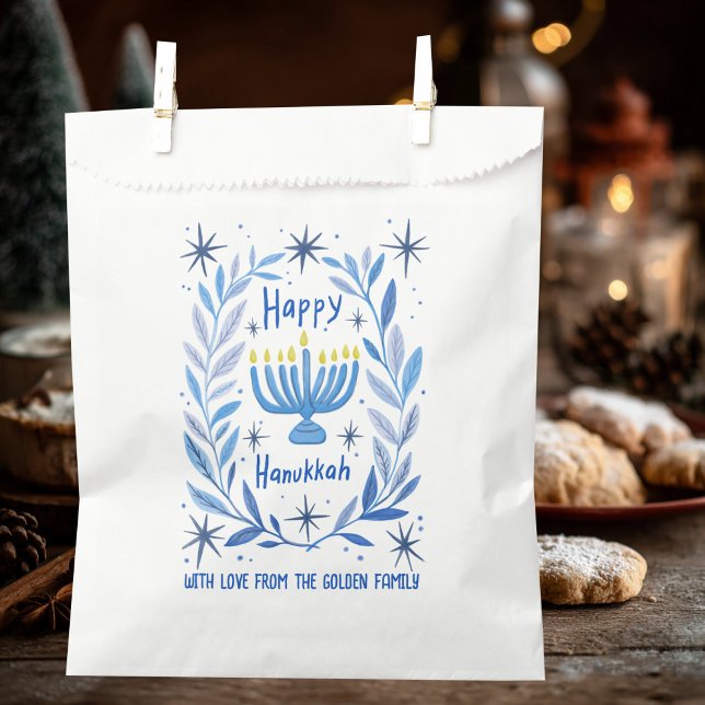Bolsa De Papel Personalizado de pintura de Menorah en la festivid (Whimsical Hanukkah Holiday Menorah Painting Custom Favor Bag
)