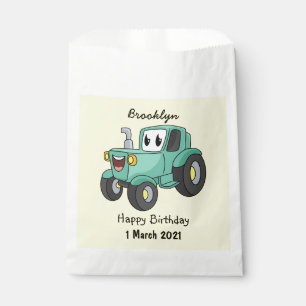 Bolsa De Papel Personalizado de tractores verde feliz