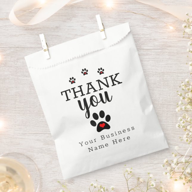 Bolsa De Papel Personalizado de White Dog Paw Gracias (Cortado)