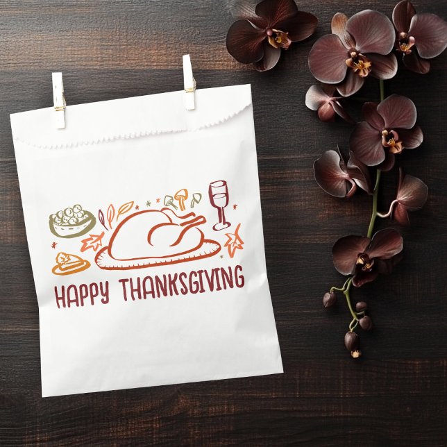 Bolsa De Papel Personalizado del Día de Acción de Gracias Feliz (Whimsical Happy Thanksgiving Friendsgiving Autumn Holiday Custom Favor Bag
)