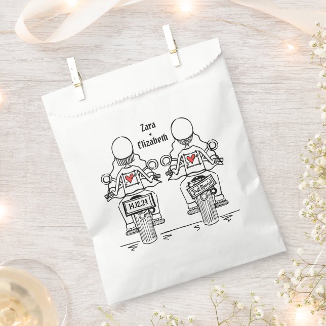Bolsa De Papel Personalizado dos novias Boda en motocicleta (Cortado)