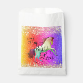 Bolsa De Papel Personalizado el cumpleaños de Rainbow Unicorn Pur