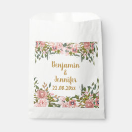 Bolsa De Papel Personalizado Elegante Vegetación Floral Rosa Favo