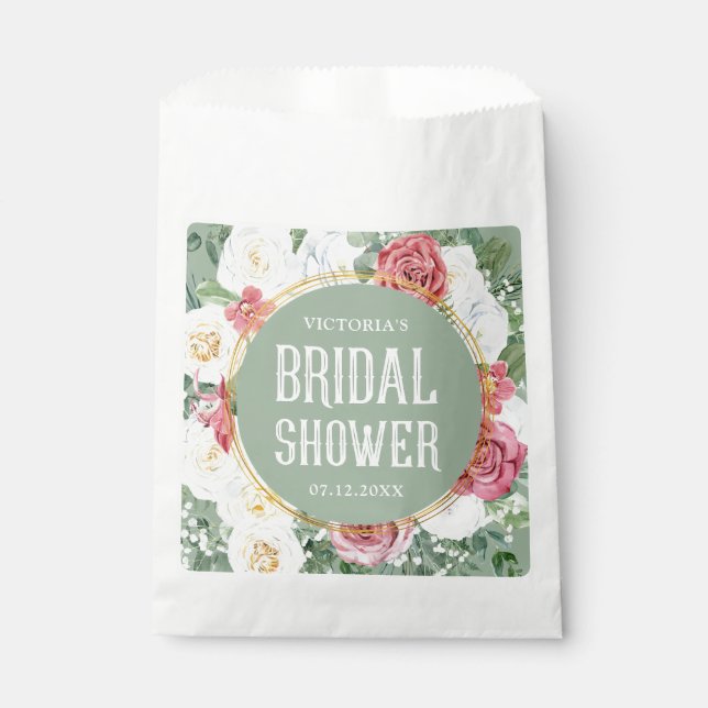 Bolsa De Papel Personalizado Floral Boho Bridal Shower (Anverso)