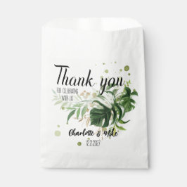 Bolsa De Papel Personalizado Green Tropical Boda Gracias Regalo