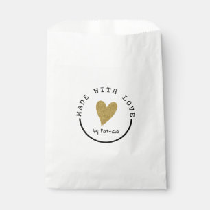 Bolsa De Papel Personalizado hecho con Purpurina Love Heart Gold