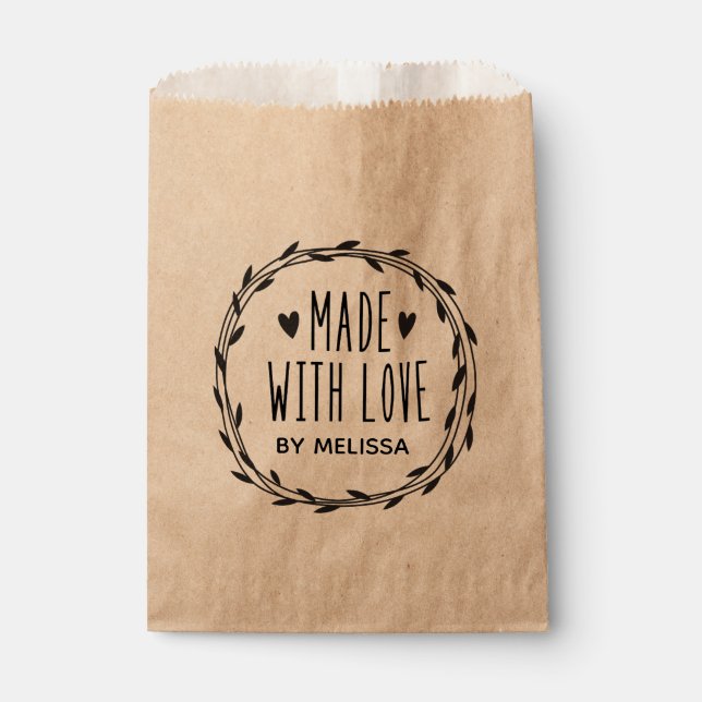 Bolsa De Papel Personalizado Kraft Hecho Con Amor (Anverso)
