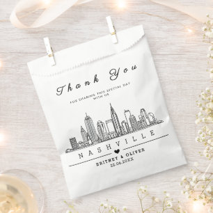Bolsa De Papel Personalizado Nashville Skyline - Bienvenida Boda