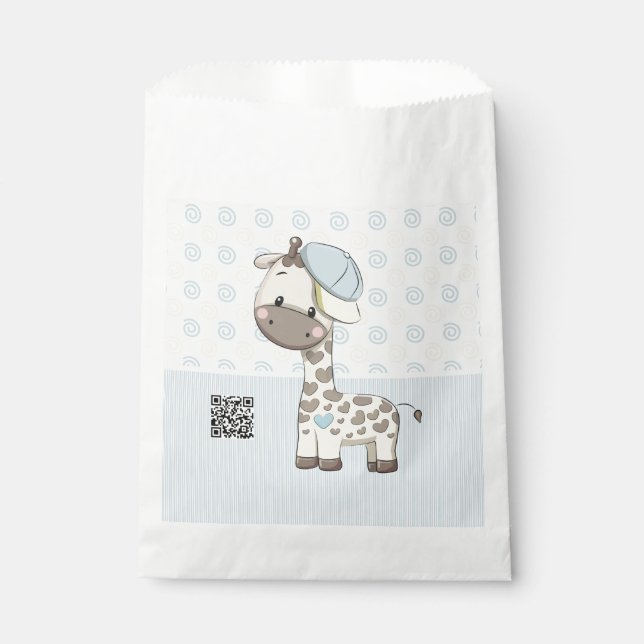 Bolsa De Papel Personalizado Personalizado Baby Boy Giraffe (Anverso)