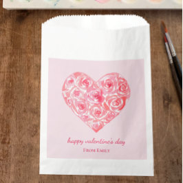 Bolsa De Papel Personalizado Rosa de acuarela rosa El día de San 