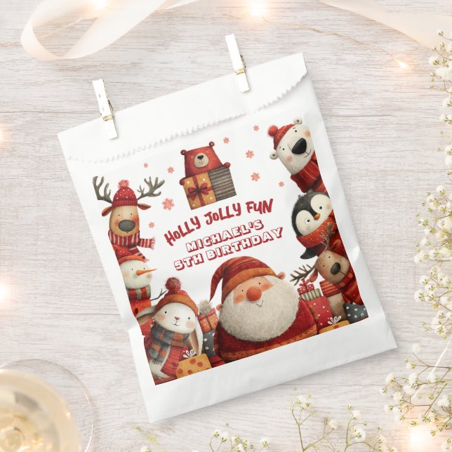 Bolsa De Papel Personalizado Santa Animales Navidades Cumpleaños  (Cortado)