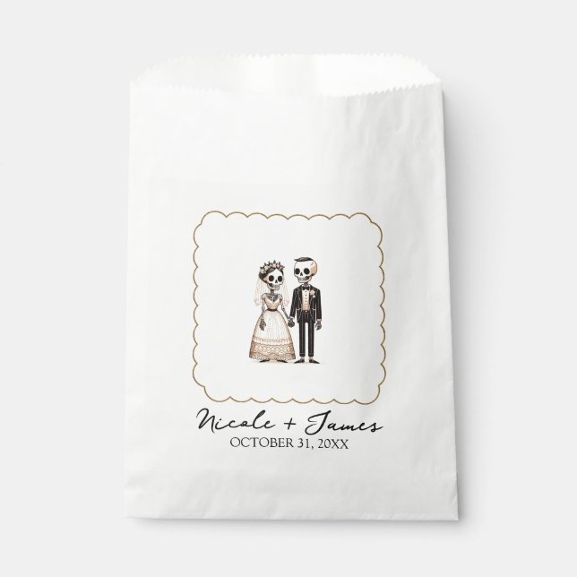 Bolsa De Papel Personalizado Skeleton Bride + Groom Whimsical Bod (Anverso)