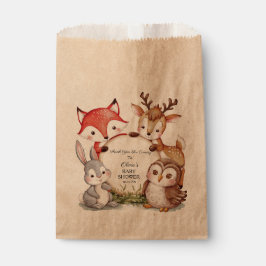 Bolsa De Papel Personalizado Woodland Baby Shower Cute Animales
