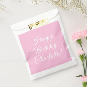 Bolsa De Papel Personalizar con nombre, Feliz cumpleaños, rosa cl