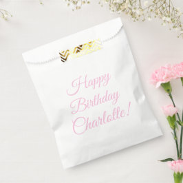 Bolsa De Papel Personalizar con nombre, Feliz cumpleaños, rosa cl