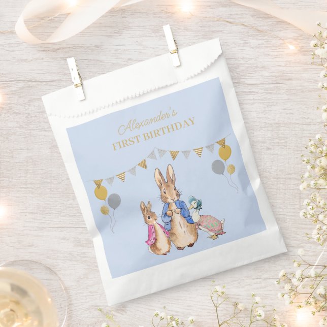 Bolsa De Papel Personalizar el primer cumpleaños de Peter rabbit (Cortado)