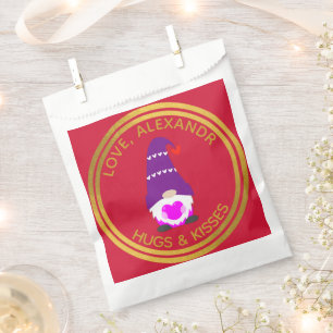 Bolsa De Papel Personalizar Gnome Heart Red and Purple