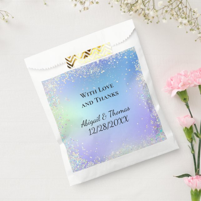 Bolsa De Papel Personalizar los Purpurinas Blue Purple Wedding Fa (Sellado)