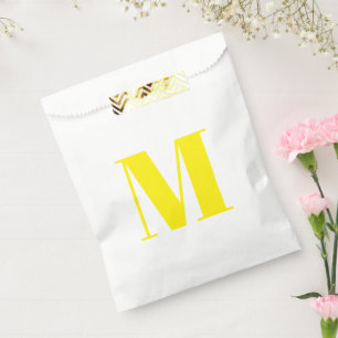 Bolsa De Papel Personalizar monograma amarillo blanco inicial