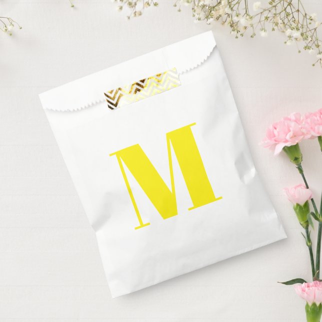 Bolsa De Papel Personalizar monograma amarillo blanco inicial (Sellado)
