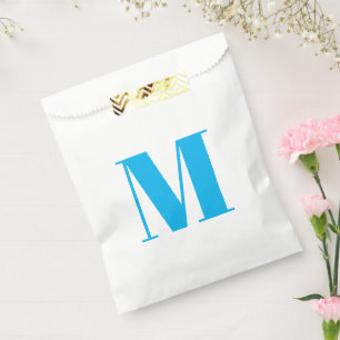 Bolsa De Papel Personalizar monograma azul claro inicial blanco