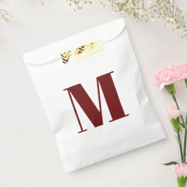 Bolsa De Papel Personalizar monograma blanco burdeos inicial