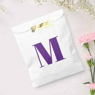Bolsa De Papel Personalizar monograma blanco púrpura inicial