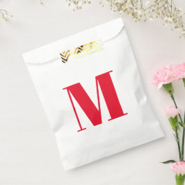 Bolsa De Papel Personalizar monograma blanco rojo inicial