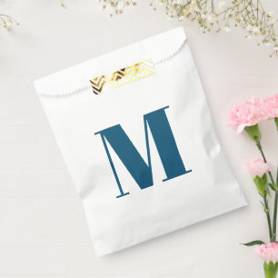 Bolsa De Papel Personalizar monograma blanco verde azulado inicia